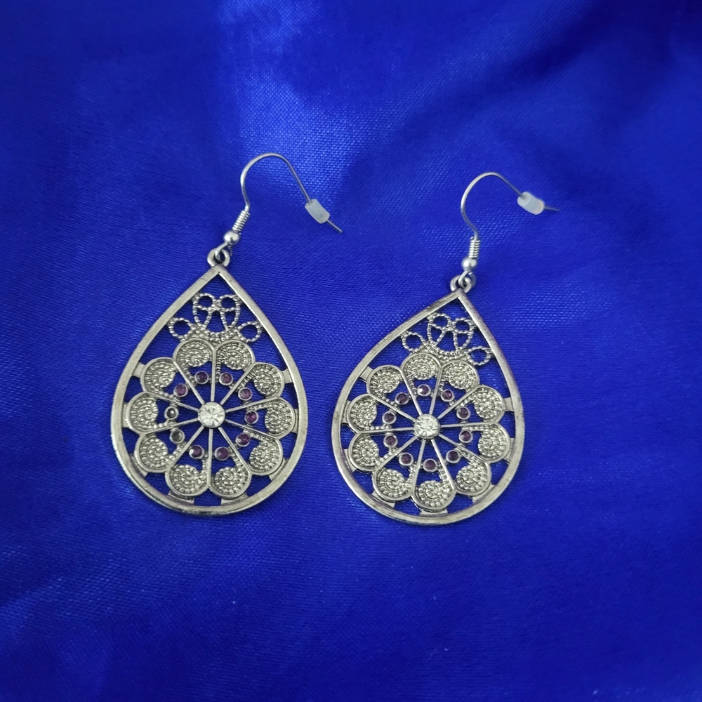 Avenue Silver Floral Teardrop Earrings